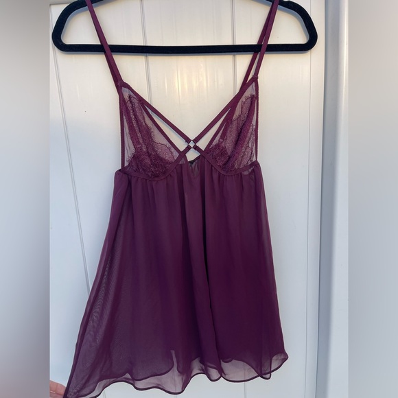 Victoria's Secret Other - Victoria’s Secret Babydoll Lace Lingerie Violet Large NWT